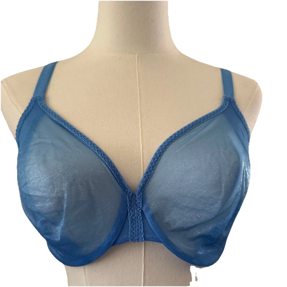 Gossard 32D Blue Seamless Underwire Lightly Lined metallic Sheer Bra Comfort